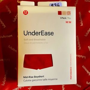Lululemon UnderEase Mid Rise Boyshort Underwear Panties 3 Pack size M NWT